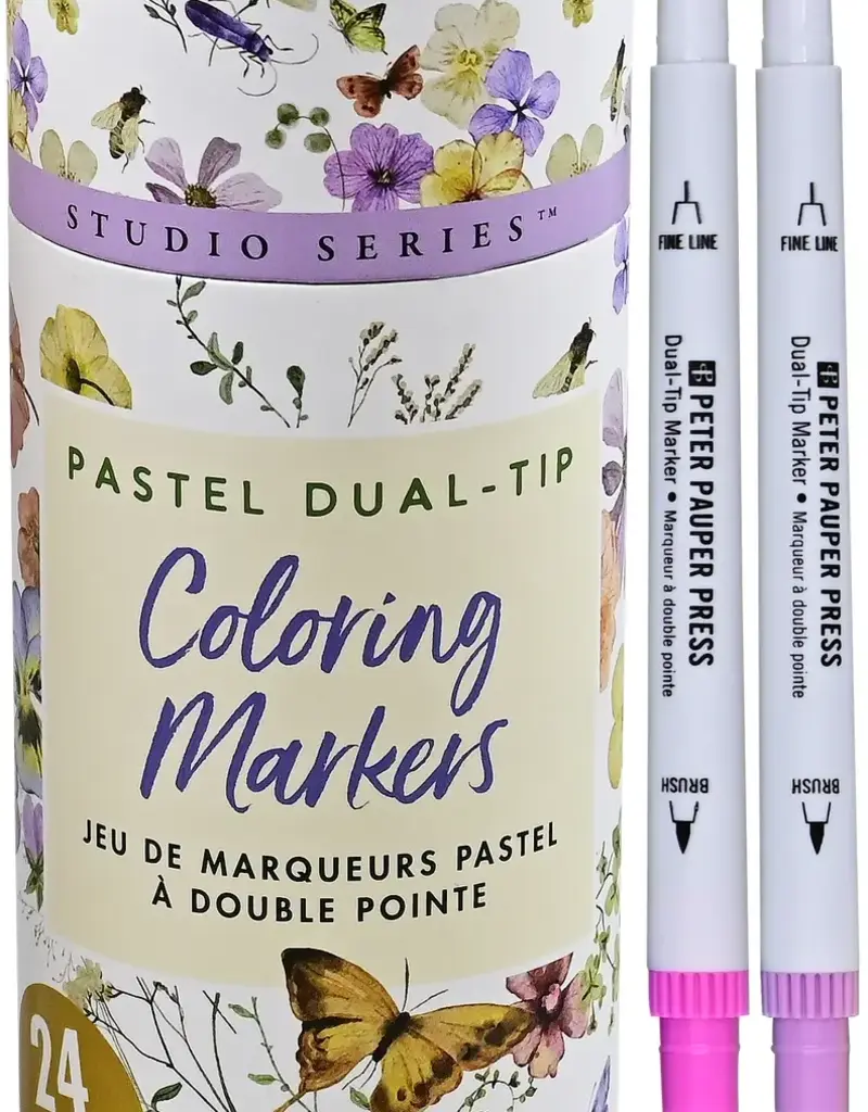 PETER PAUPER PRESS Studio Series Dual-Tip Pastel Markers (Set of 24)