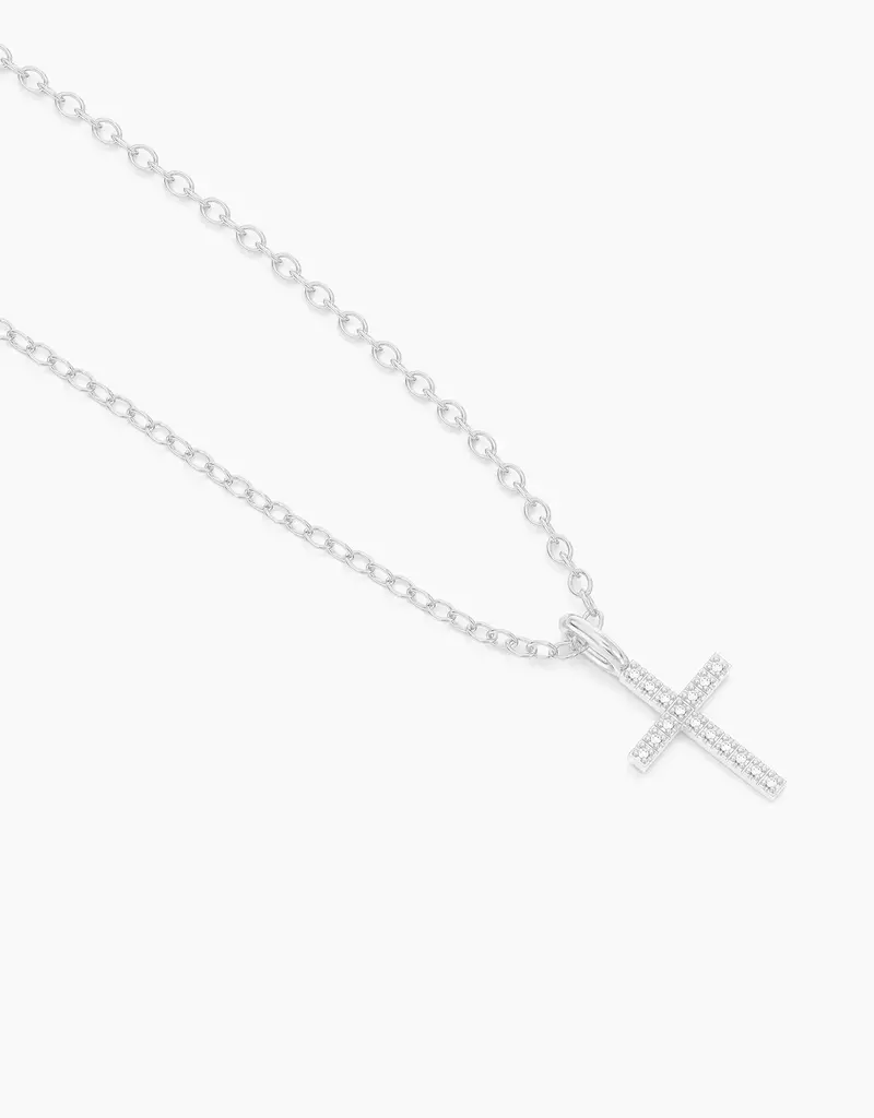 ELLA STEIN BELIEVE CROSS PENDANT NECKLACE-SILVER