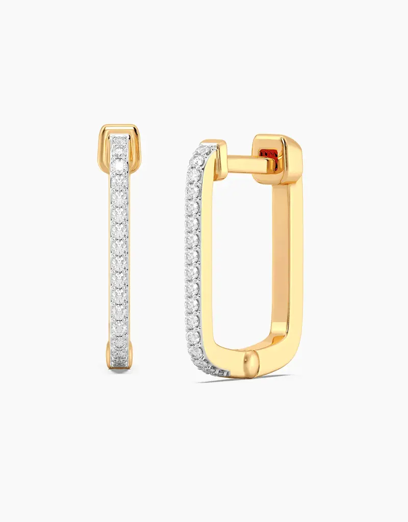 ELLA STEIN SMALL SQUARE CLASSIC HUGGIE EARRINGS
