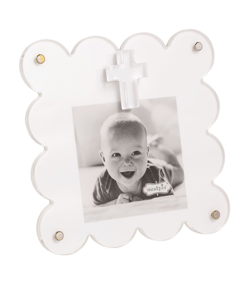 MUD PIE WHITE ACRYLIC CROSS FRAME