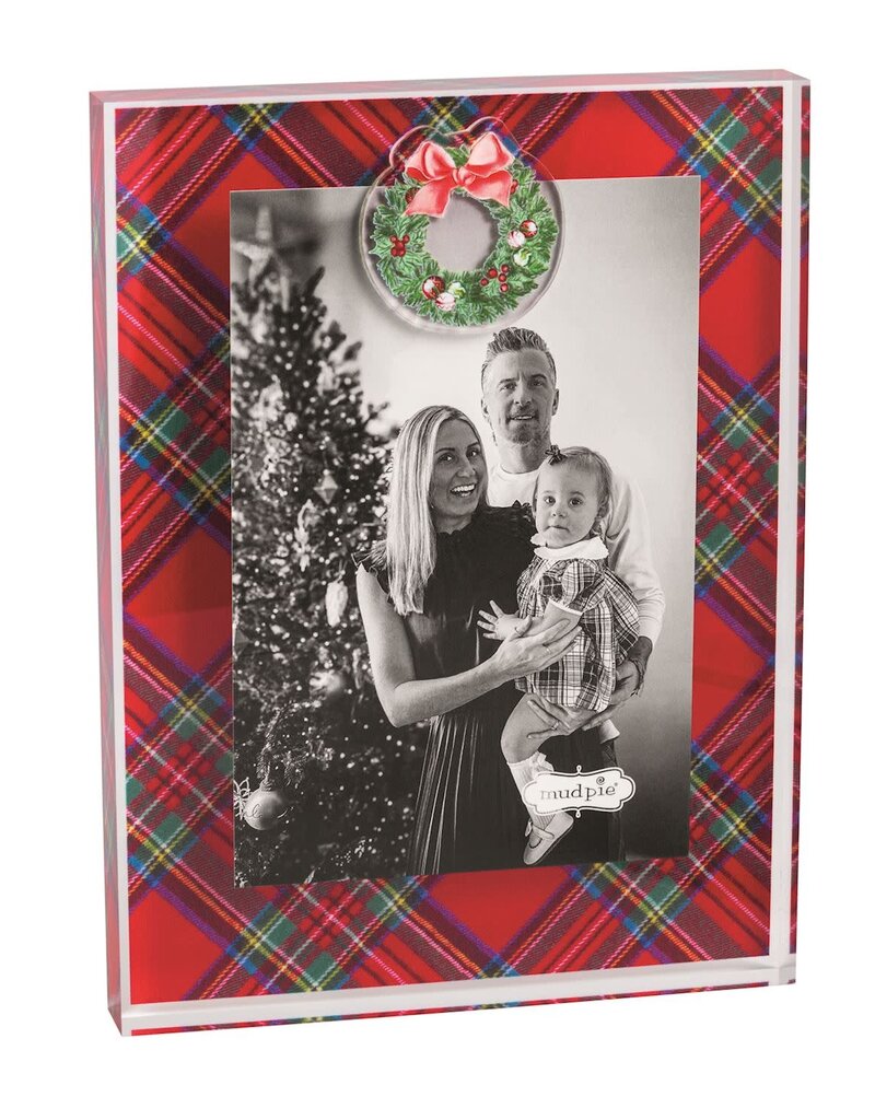 MUD PIE WREATH TARTAN ACRYLIC FRAME-MAGNETIC