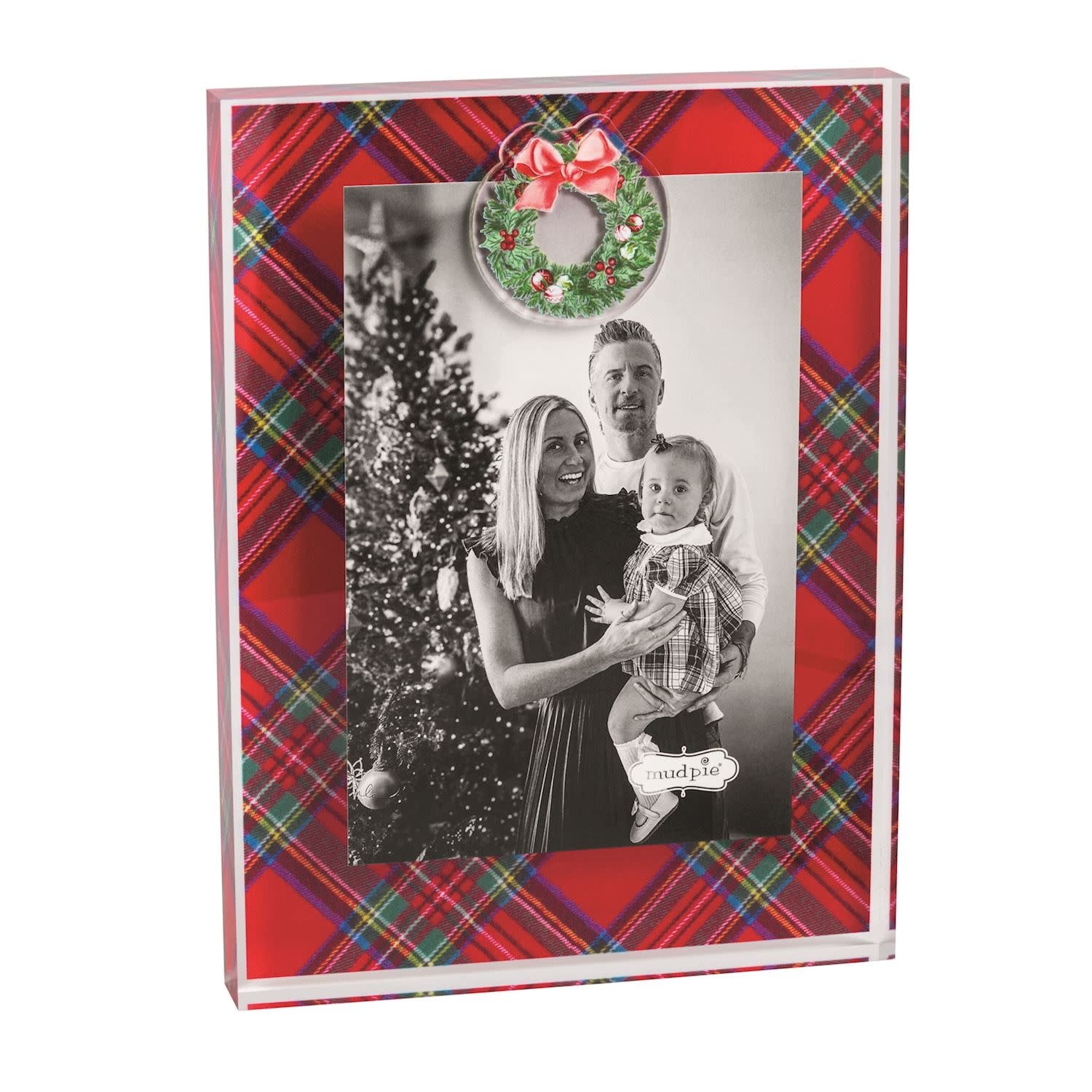 MUD PIE WREATH TARTAN ACRYLIC FRAME-MAGNETIC