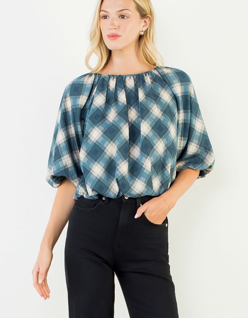 THML COLETTE PLAID TOP