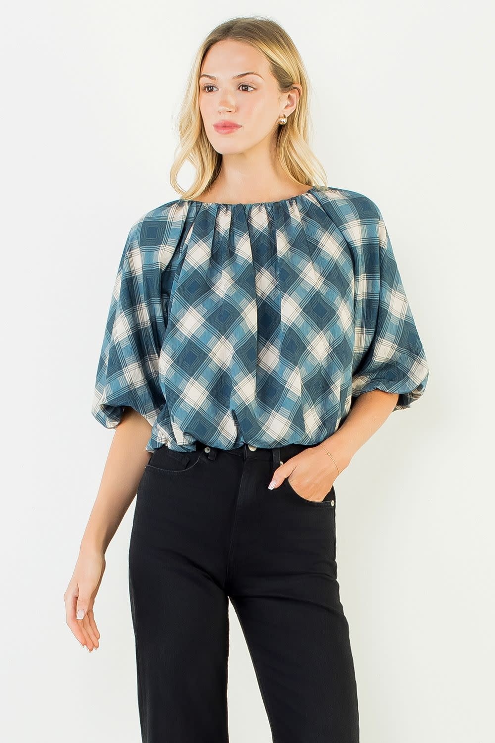THML COLETTE PLAID TOP