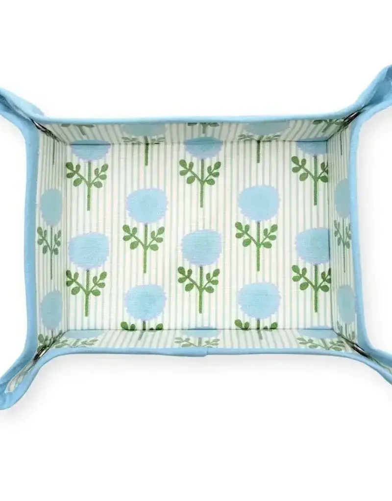 LAURA PARK DESIGNS MARIGOLD TICKING STRIPE BLUE SNAP TRAY