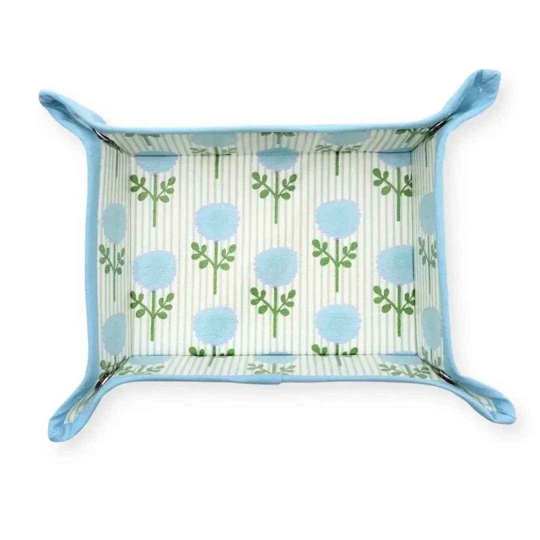 LAURA PARK DESIGNS MARIGOLD TICKING STRIPE BLUE SNAP TRAY