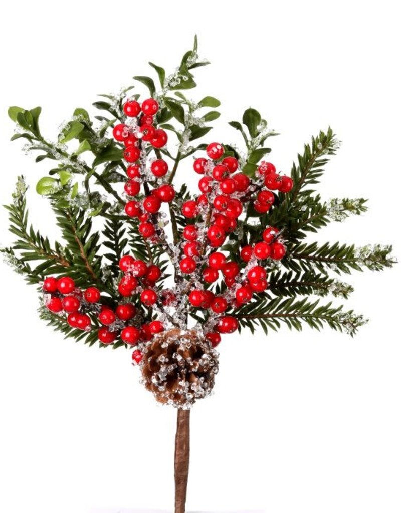 REGENCY INTERNATIONAL ICED RED BERRY BOXWOOD PICK