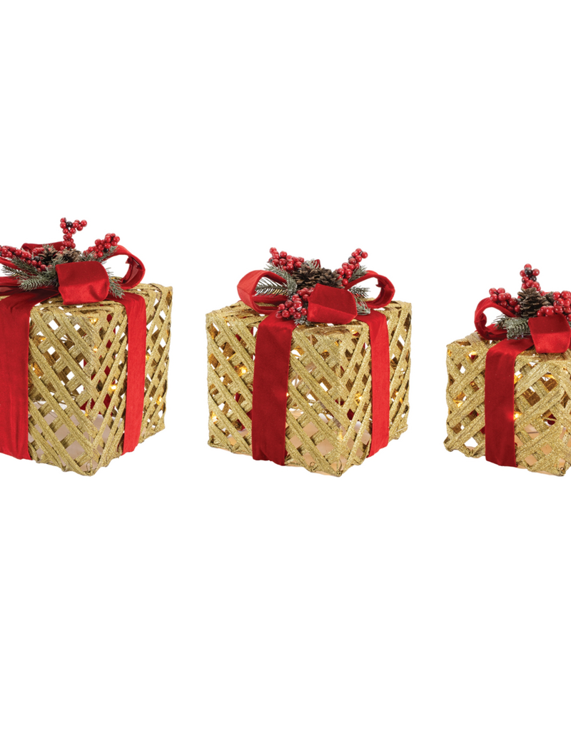 SMALL GOLD LED light-up present