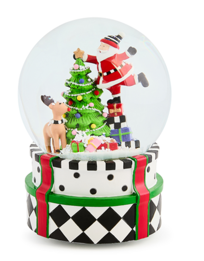 MacKenzie-Childs santa & rudolph snow globe
