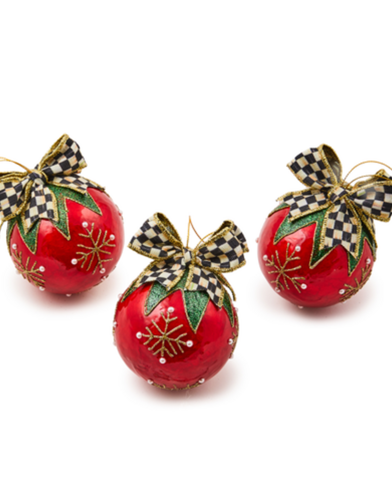 MacKenzie-Childs cozy christmas capiz ball ornaments, set of 3