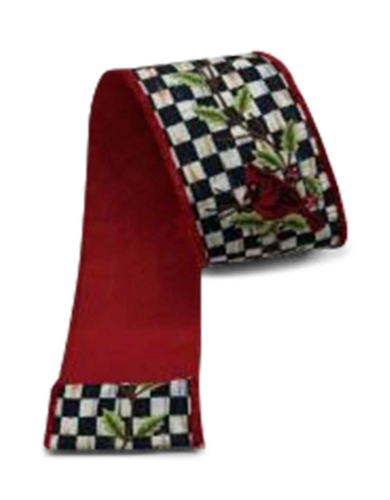 MacKenzie-Childs courtly check cardinal 4" ribbon