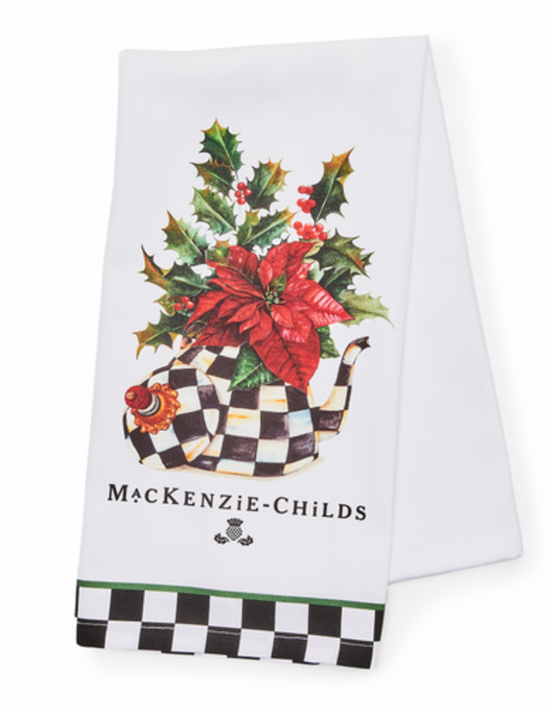 MacKenzie-Childs poinsettia tea kettle dish towel