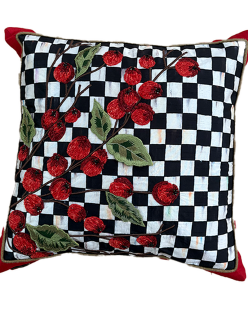 MacKenzie-Childs courtly check holly throw pillow