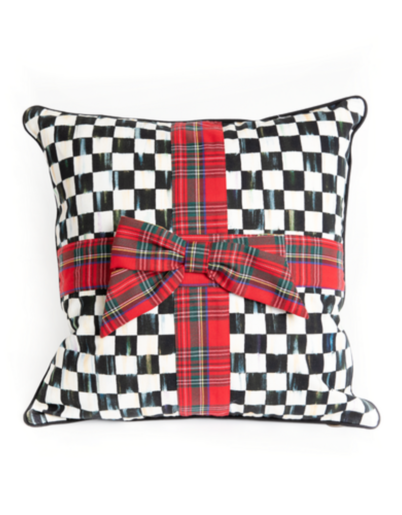 MacKenzie-Childs courtly check tartan bow throw pillow