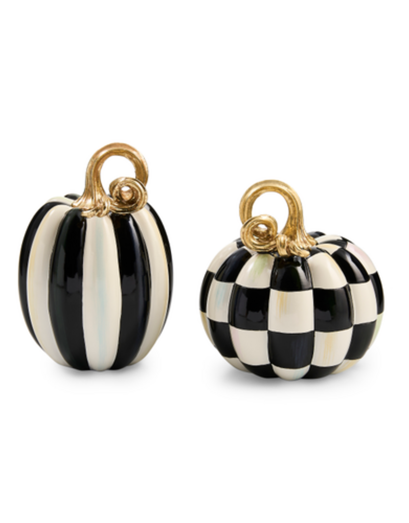 MacKenzie-Childs courtly check and stripe petite pumpkins, set of 2