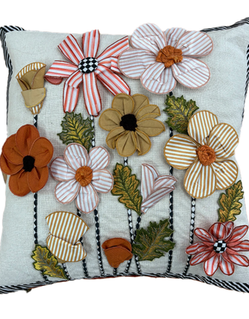 MacKenzie-Childs striped flowers throw pillow