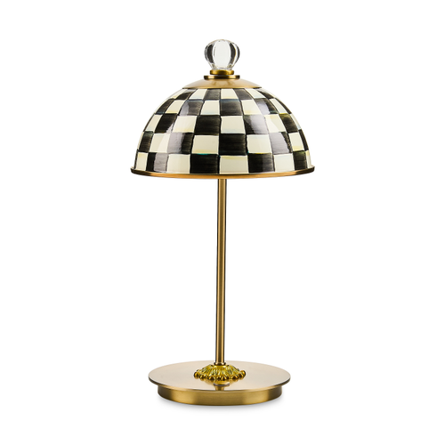 MacKenzie-Childs courtly check led rechargeable dome table lamp