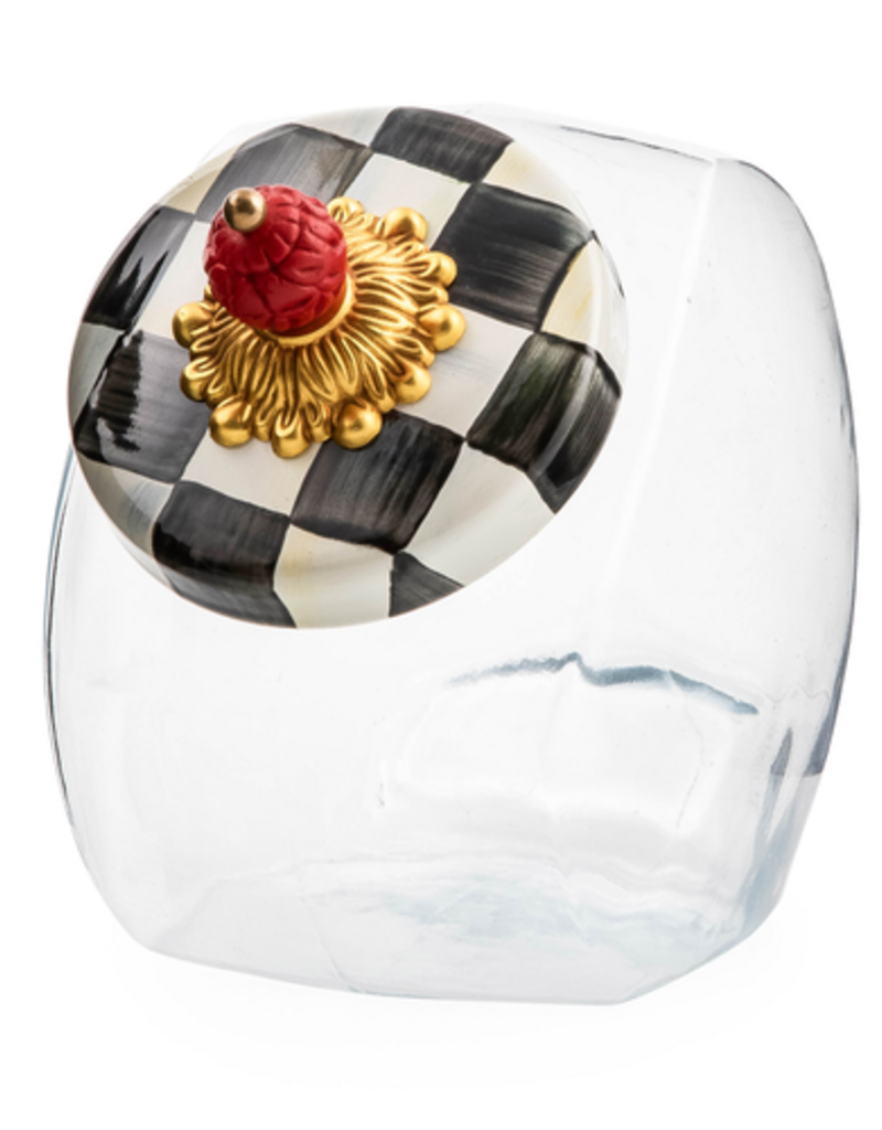 MacKenzie-Childs sweets jar with courtly check enamel lid