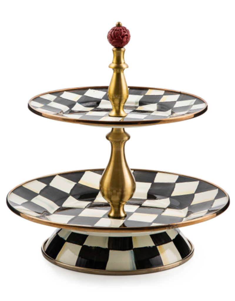 MacKenzie-Childs courtly check two tier sweet stand