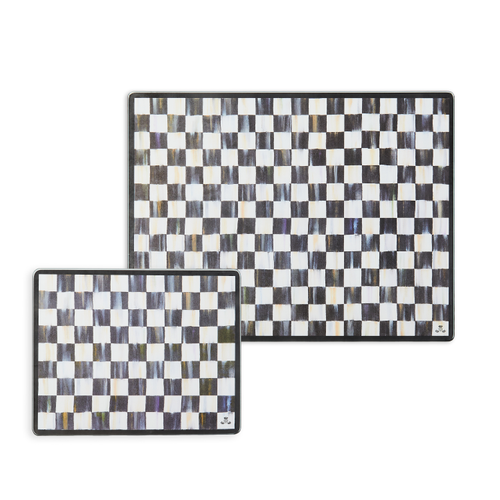 MacKenzie-Childs courtly check glass cutting boards, set of 2