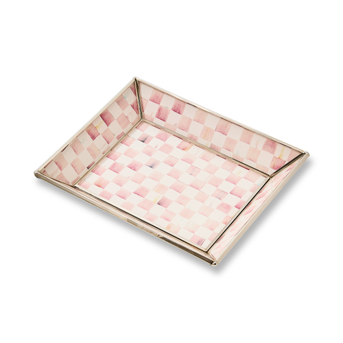 MacKenzie-Childs rosy check small glass tray