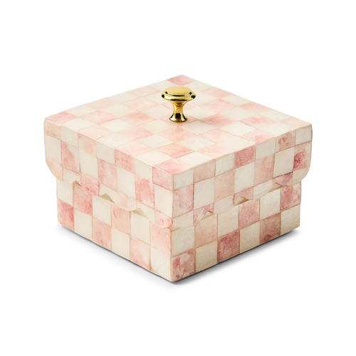 MacKenzie-Childs rosy check capiz scalloped box