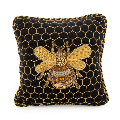 MacKenzie-Childs queen bee black throw pillow