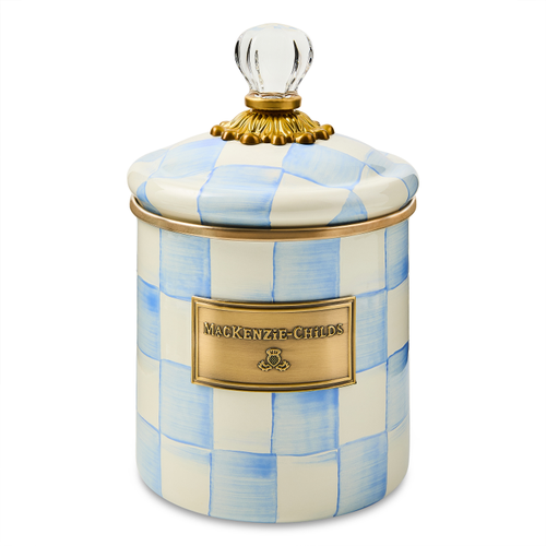 MacKenzie-Childs sky check small canister