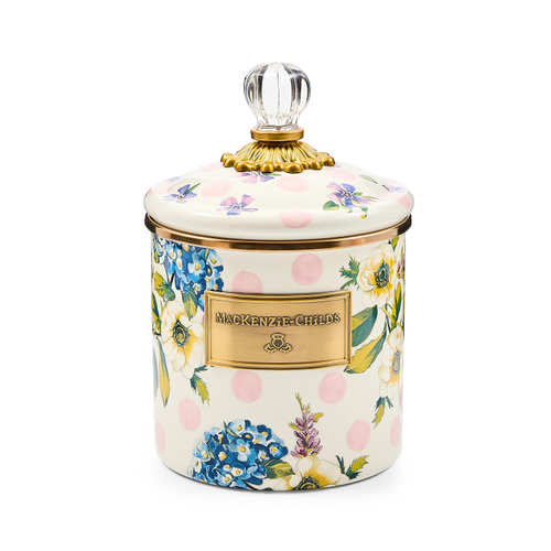MacKenzie-Childs wildflowers pink small canister