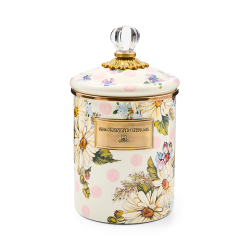 MacKenzie-Childs wildflowers pink medium canister