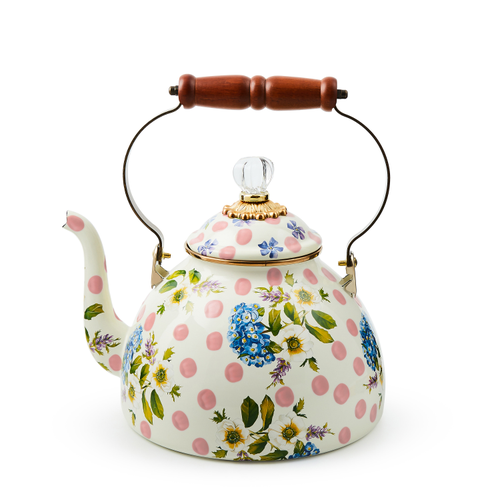 MacKenzie-Childs wildflowers pink 3 qt. tea kettle