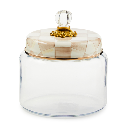 MacKenzie-Childs mocha check medium kitchen canister