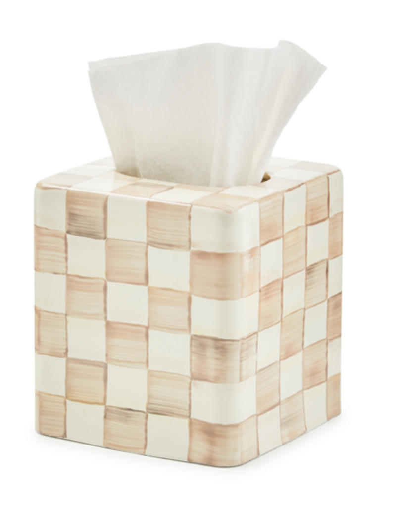 MacKenzie-Childs mocha check boutique tissue box cover