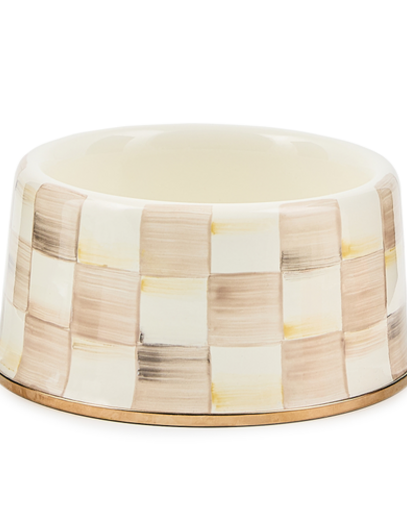 MacKenzie-Childs mocha check medium pet dish