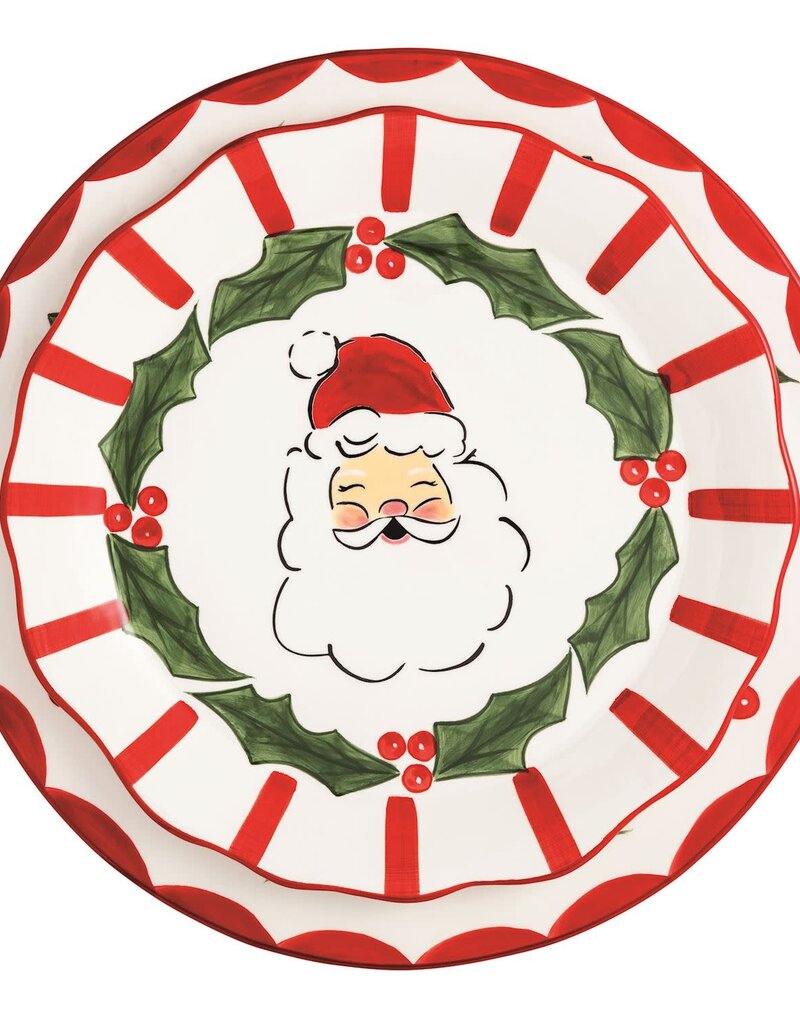 MUD PIE holly santa platter set