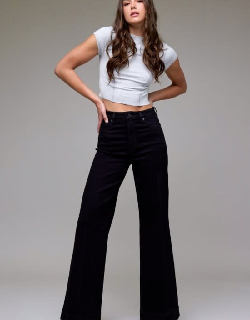 HIDDEN JEANS BLACK HIGH RISE COMFORT FLARE JEANS