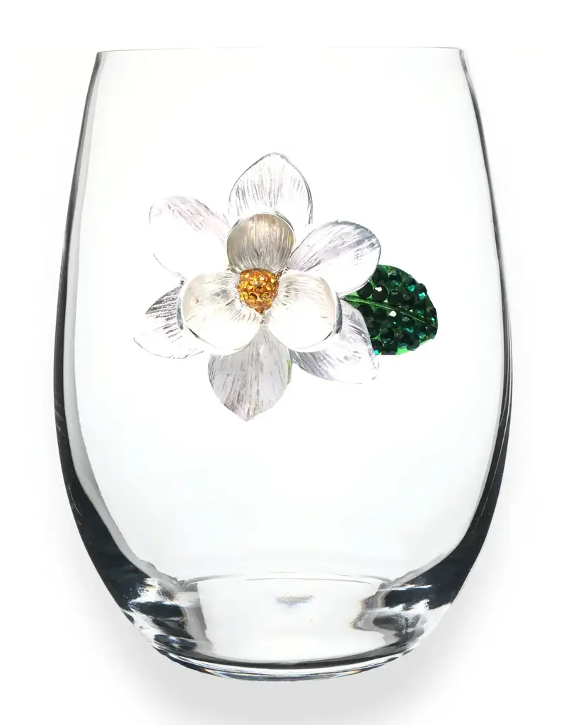 THE QUEENS JEWELS MAGNOLIA JEWELED STEMLESS WINE GLASS