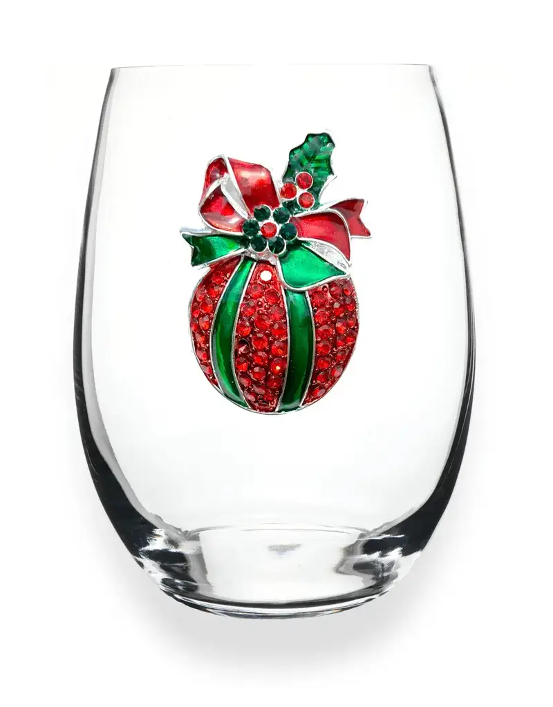 THE QUEENS JEWELS CHRISTMAS ORNAMENT STEMLESS WINE GLASS