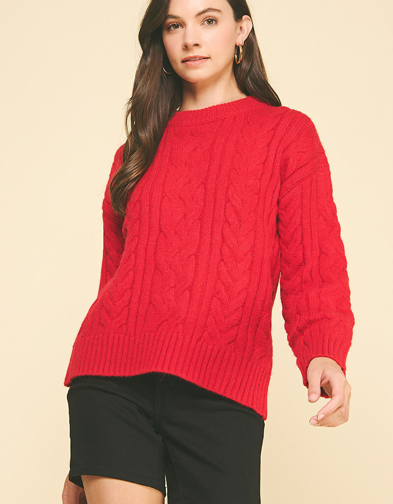 PINCH CABLE KNIT SWEATER