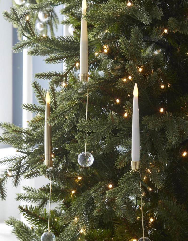 SET OF 6 LED TREE CANDLE ORNAMENTS WITH  CRYSTAL PENDANT
