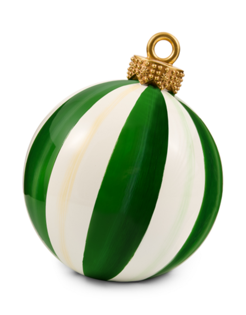 MacKenzie-Childs green stripe medium tabletop ornament