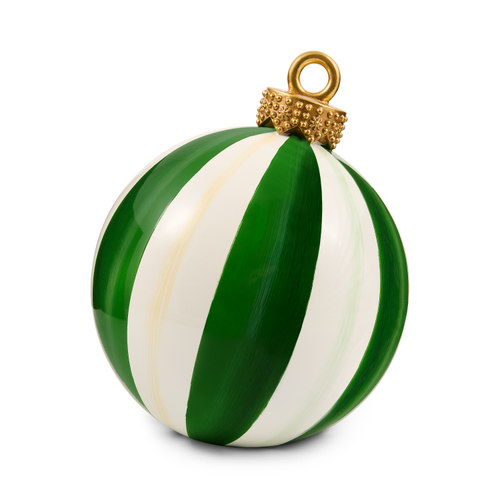 MacKenzie-Childs green stripe medium tabletop ornament