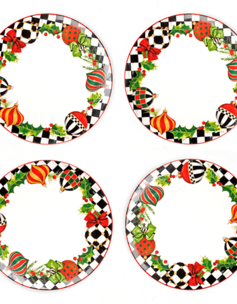 MacKenzie-Childs deck the halls dinner plates, set of 4