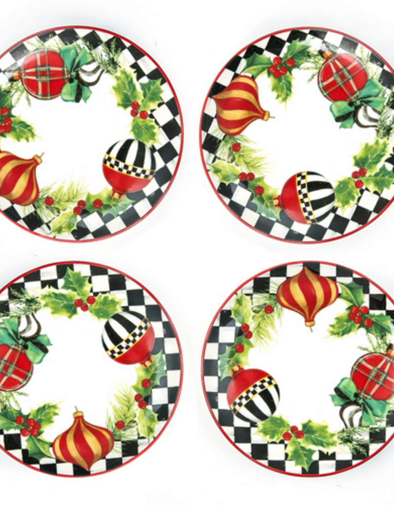 MacKenzie-Childs deck the halls appetizer plates, set of 4