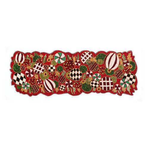 MacKenzie-Childs jolly ornaments beaded table runner