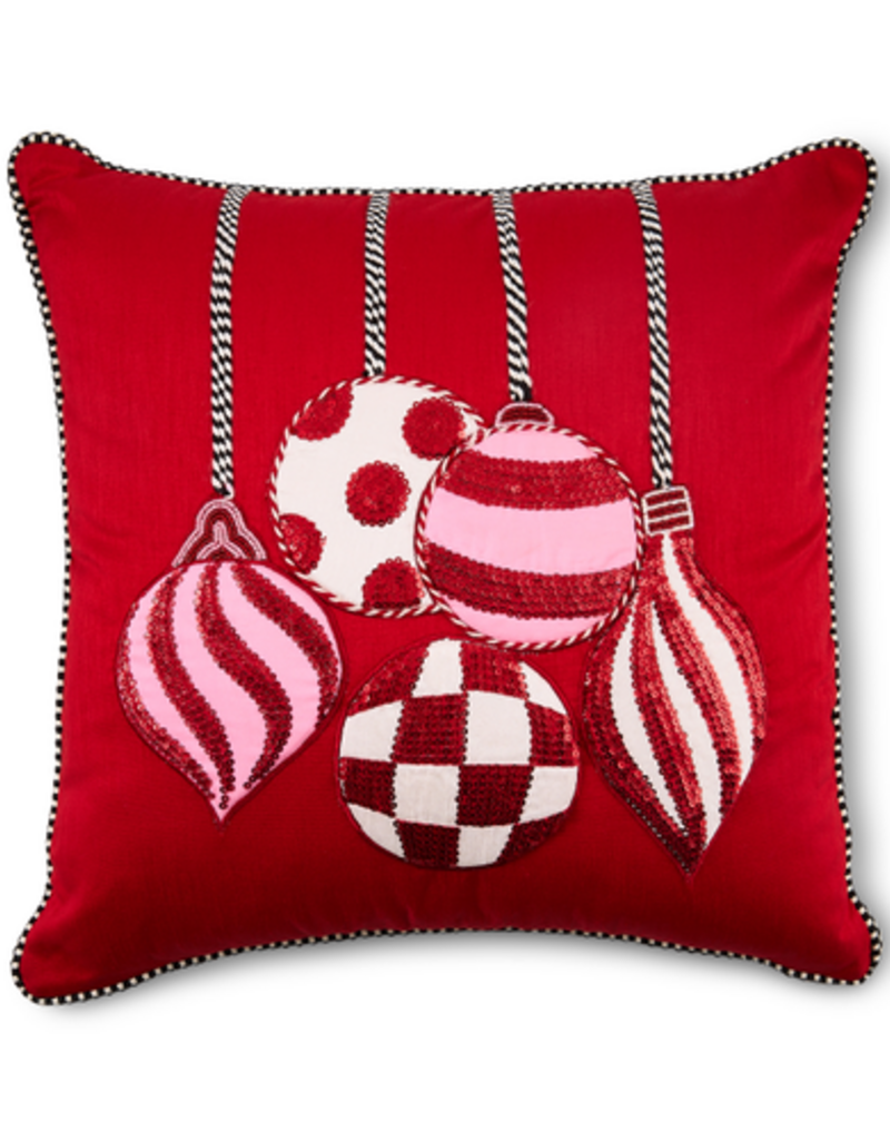MacKenzie-Childs red ornaments throw pillow