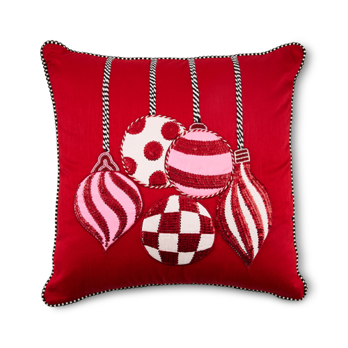 MacKenzie-Childs red ornaments throw pillow