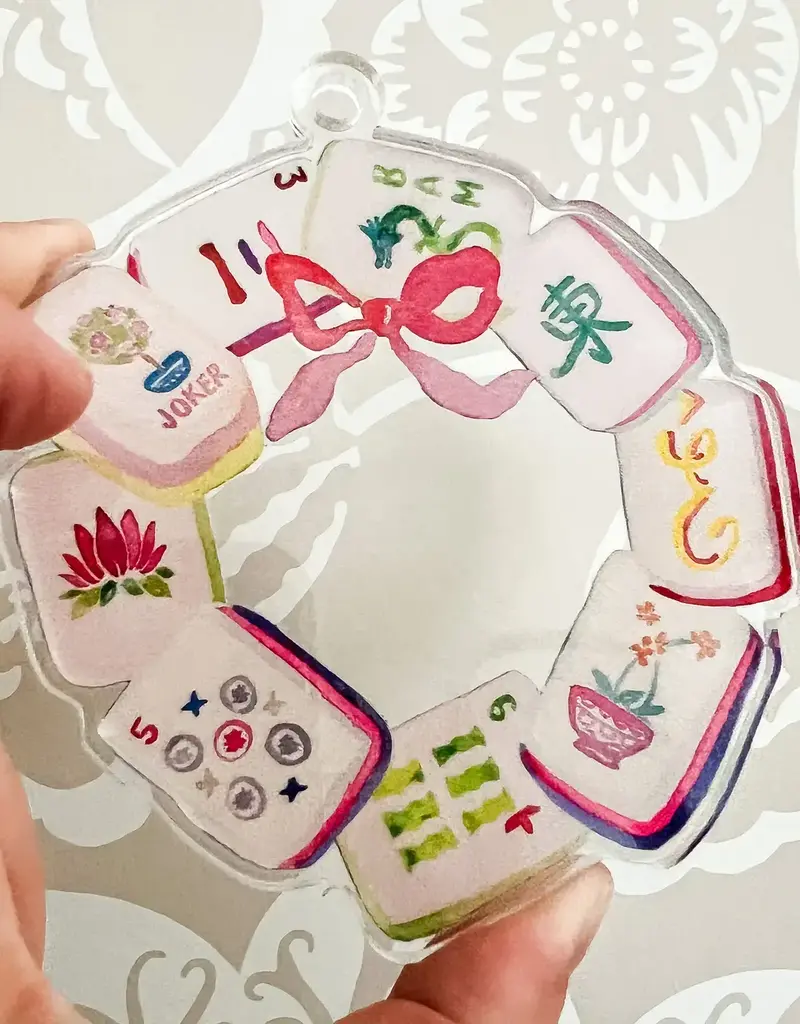 MALWEST DESIGN Mahjong Tile Wreath Watercolor Acrylic Ornament