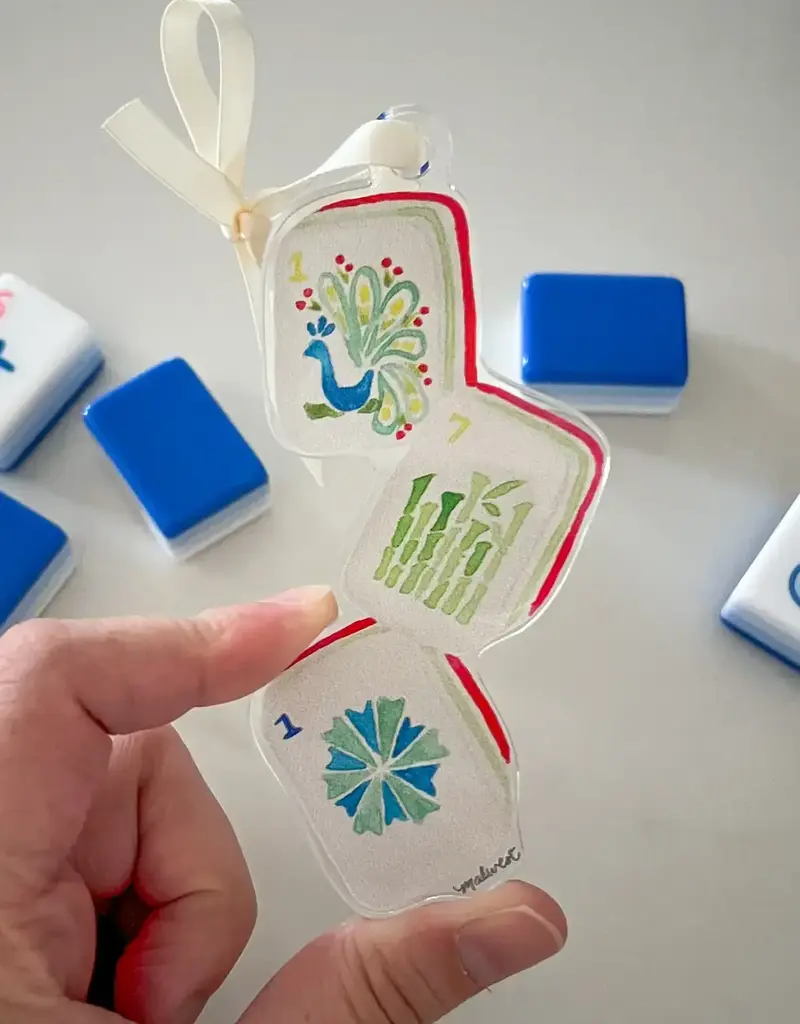 MALWEST DESIGN MERRY MAHJONG WATERCOLOR ACRYLIC ORNAMENT