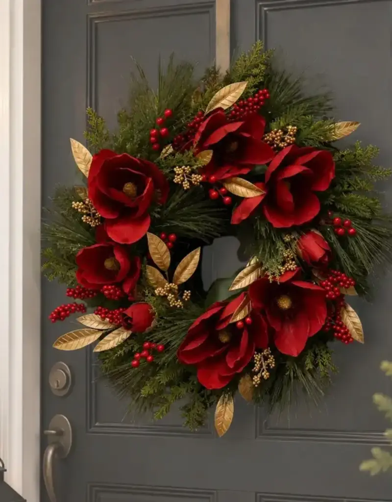 DAVID CHRISTOPHER'S COLLECTION 24” Golden Estate Magnolia Wreath